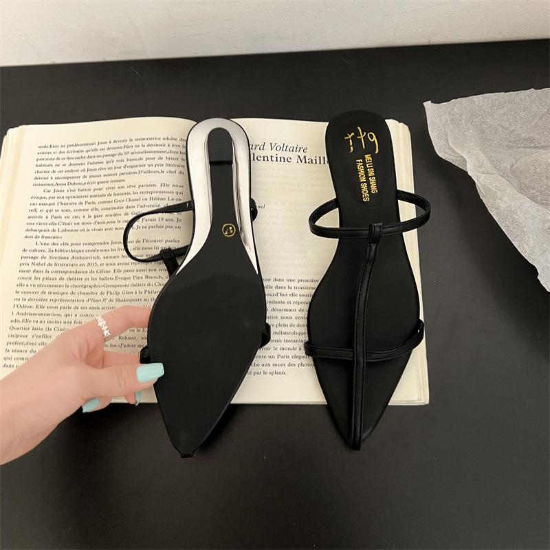 Soft-soled toe strappy cool slippers women's slippers summer 2025 fashion pointed beach shoes with skirt sandals tide