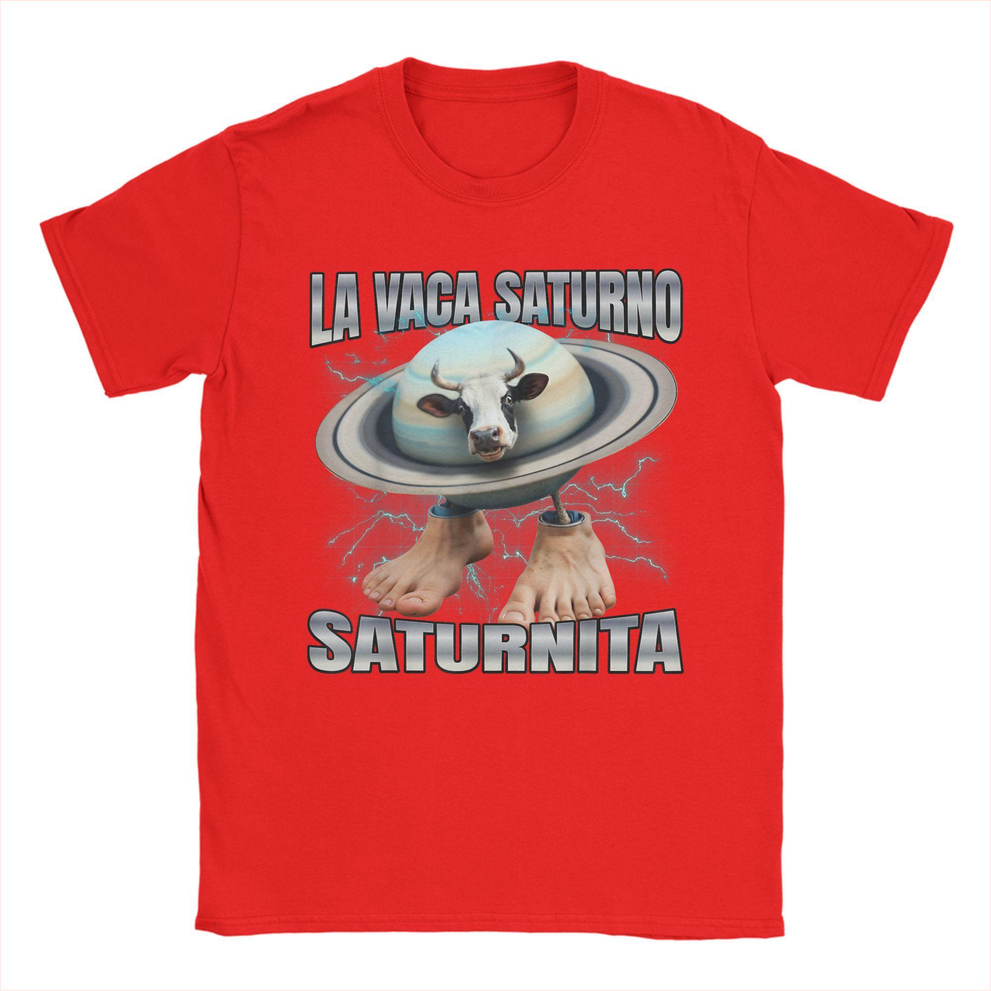 Мужская футболка La Vaca Saturno Saturnita Хлопковые топы Уникальная футболка с коротким рукавом и круглым вырезом Оригинальная футболка S