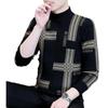 Men's Trendy Jacquard Half-High Neck Sweater: Autumn Winter Casual Knit Pullover