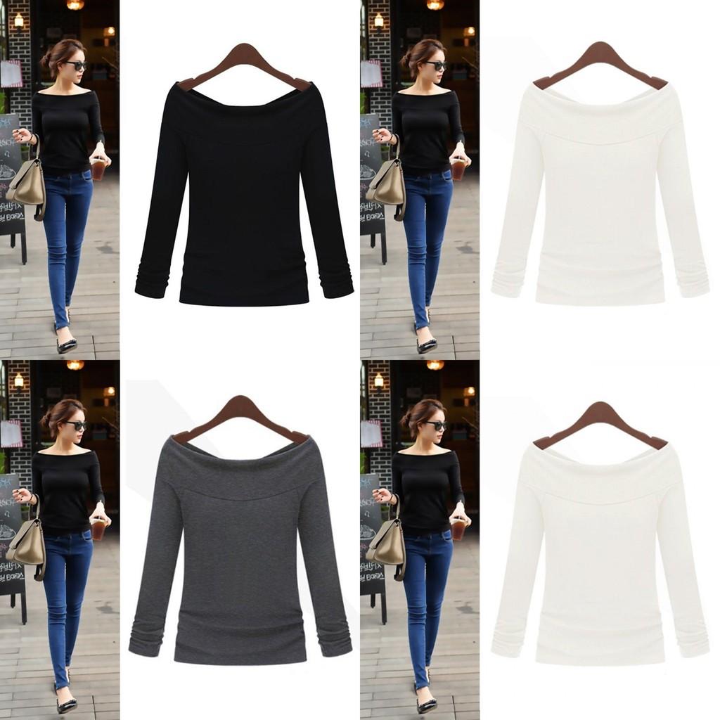 Fashion Women Ladies Casual Cotton Blend Pullover Long Sleeve Loose Tops Tee Blouse For Comfortable Everyday Wear
