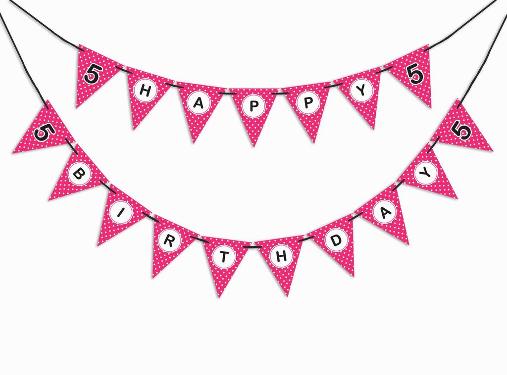 Inkdotpot Birthday Party Decorations Happy Birthday Party Garland Baby Girls Polka Dot Pennant Banner