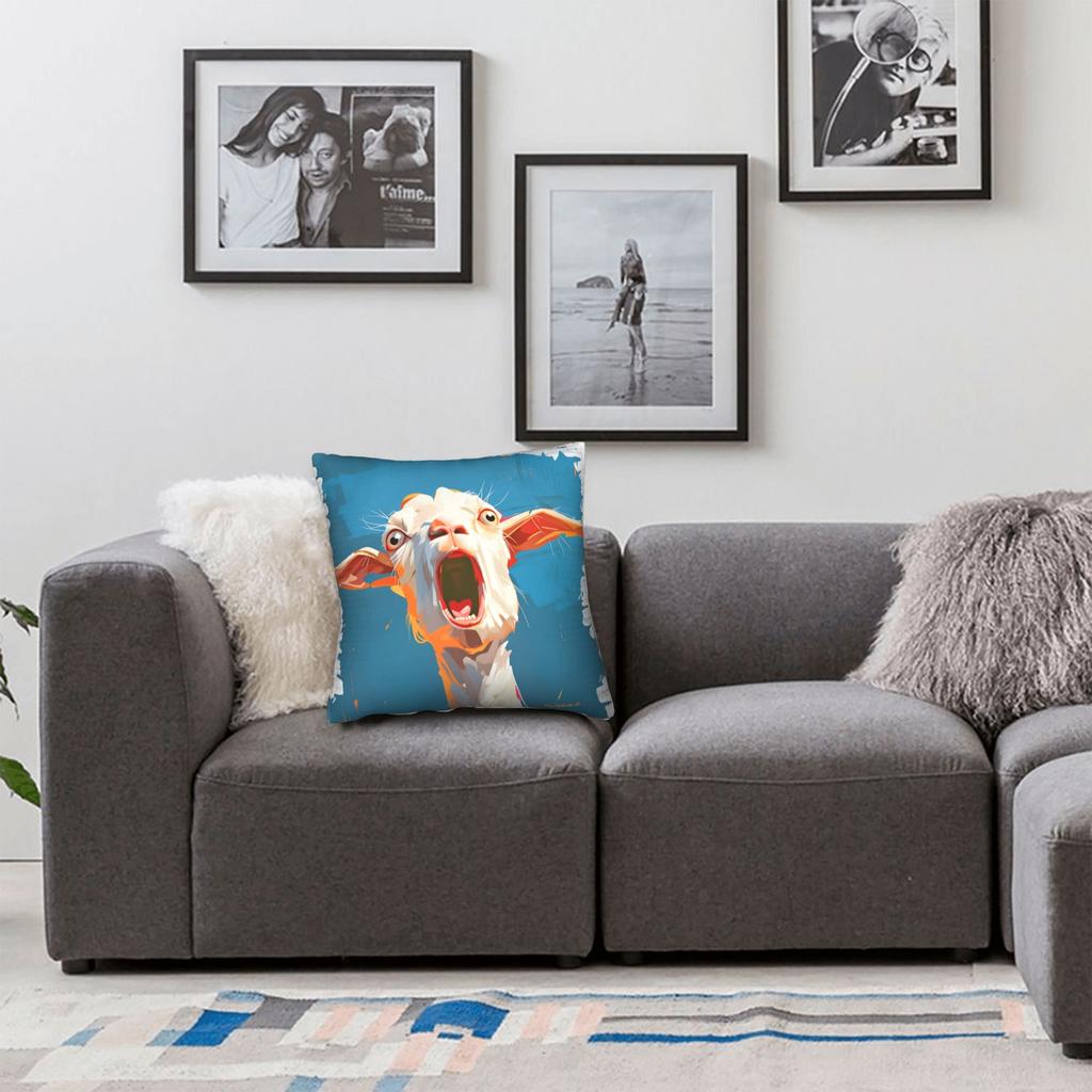 Federe per Cuscini Divertenti Meme Capra Urlante Federa Trendy Retrò per Divano Soggiorno Comoda Copertura per Cuscino
