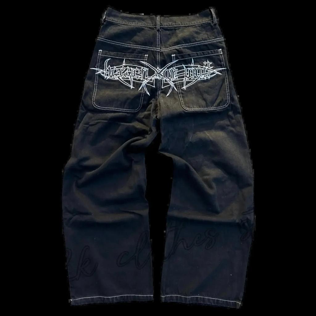 Unisex Y2K Baggy Jeans Harajuku 2000s Vintage Embroidered Jeans Hip Hop Streetwear Men Women Casual Wide Leg Jeans