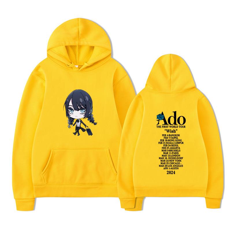 Ado Wish Merch The First World Tour Japan Singer Crewne Men Hoodie Vintage Unisex Pullover Graphic Hoody Tops Clothing