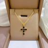 CAOSHI Trendy Cross Pendant Necklace Female Brilliant Zirconia Jewelry for Party Fashion Gold Color Accessories for Anniversary