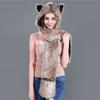 Fluffy Plush Scarf Gloves Hat Set Warm Animal Hat Windproof Winter Cap  Outdoor