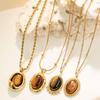 Maillard Style 18k Gold Irregular Tiger's Eye Pendant Necklace