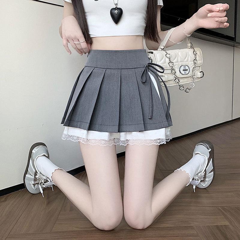 Women's High Waist Black Pleated Mini Skirt - Autumn/Spring