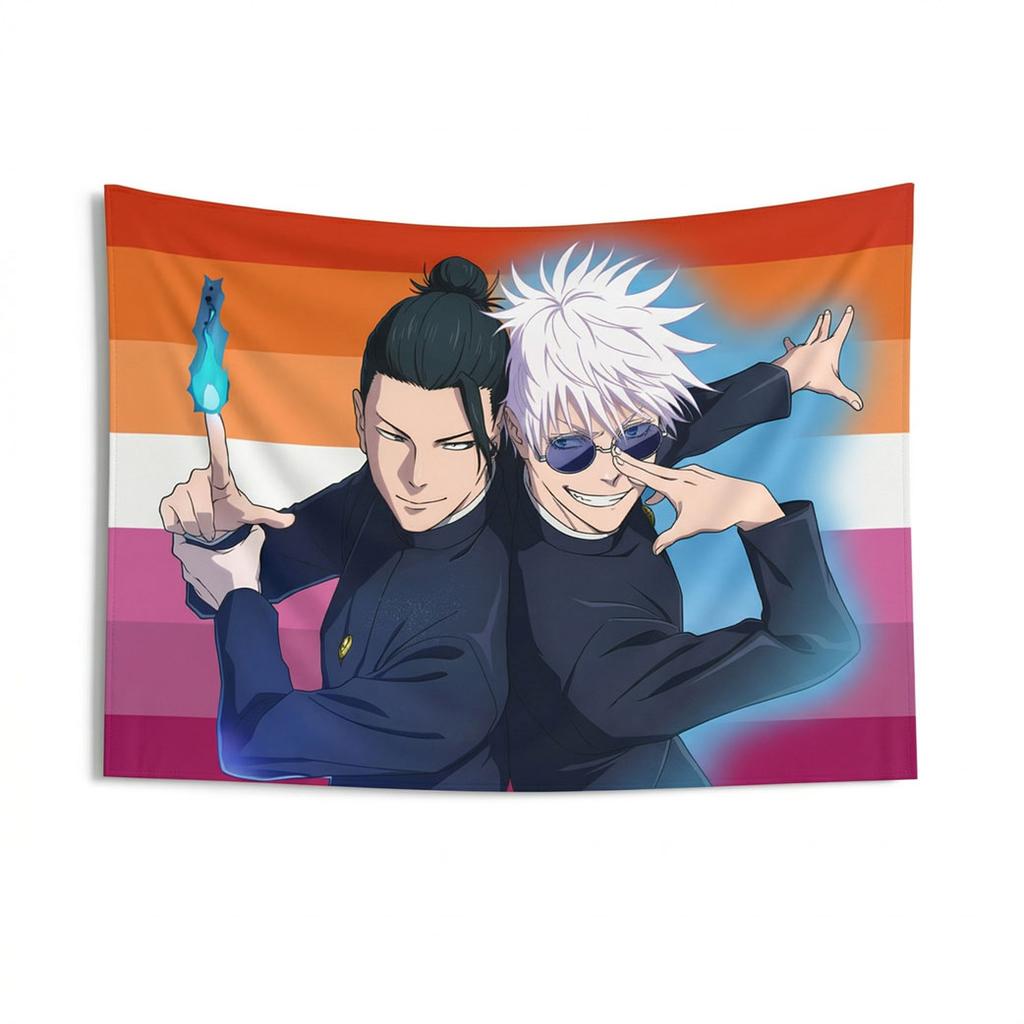 Anime Tapestry Pride Flag Aesthetic Wall Hanging Cool Manga Boy Fabric Poster Room Decor Bedroom College Dorm Wall Art