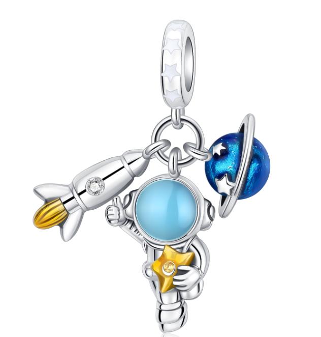 Shining Copper Star Charms Space Astronaut Starfish Beads Pendant Fit Original Bracelets Necklaces Diy Jewelry Gift