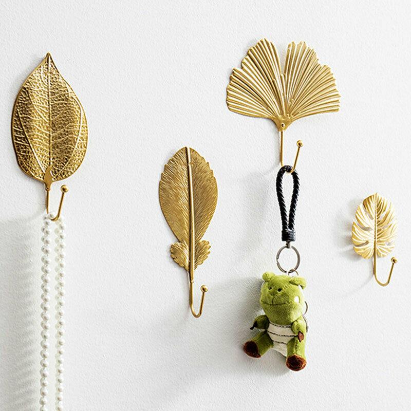 Nordic Wall Hooks for Hanging Clothes No-punch Wall Hanger Coat Key Hook Iron Art Wall Decorations Creative Home Storage