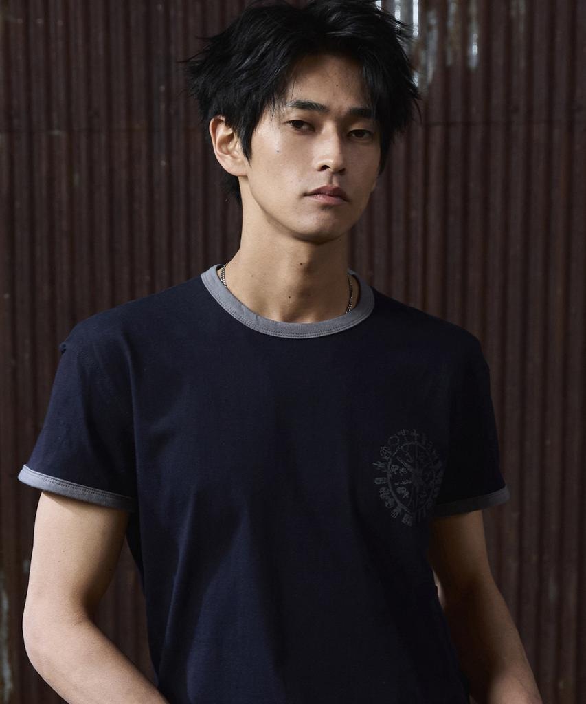 HOOVES Symbol Wheel Ringer Crop Short Sleeve T-Shirt [Navy]