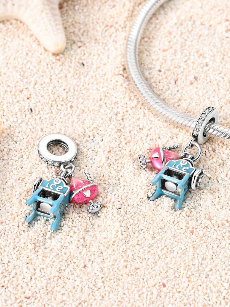 Charms Plata Copper Colors Ice Car Shaved Ice Machine Beads Charm Pendant For Original Bracelet For Women Diy Jewelry Love Gift