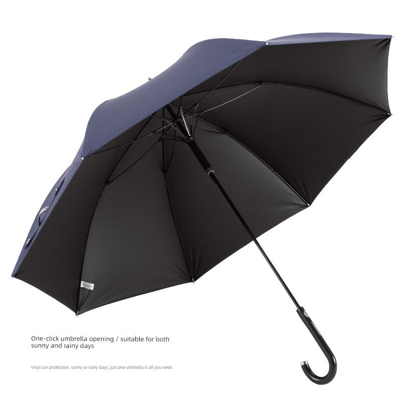 Simple and Creative Automatic One-Touch Opening Waterproof and Windproof Umbrella with Black Coating for Sun Protection and Shading, Long Handle