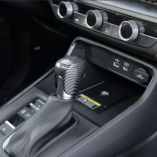 ABS Carbon Fiber Gear Shift Knob Cover Trim For Honda Civic