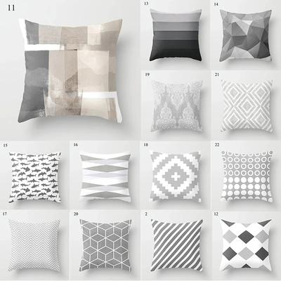 Gray Series Elegant and Simple Striped Spots Geometric Print Pattern Square Pillowcase Home Men's Office Bedroom Decoration