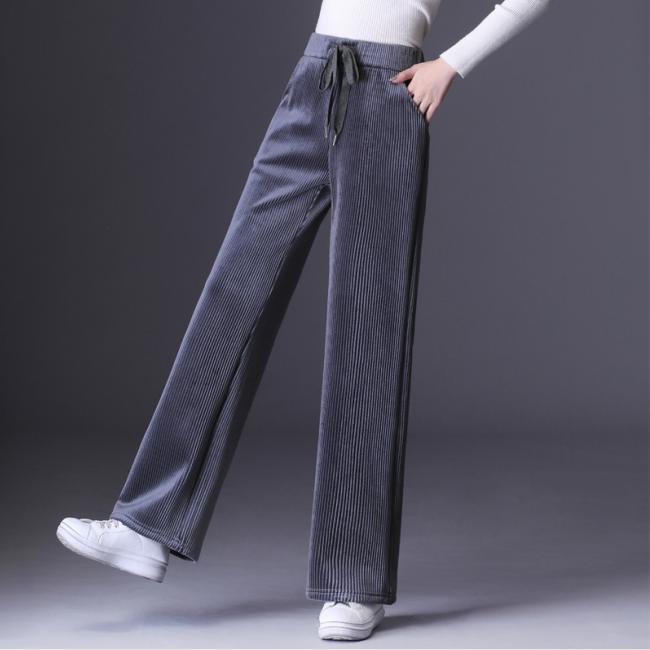 Pantaloni da donna autunno e inverno a gamba larga Pantaloni larghi e comodi  in velluto a coste Pantaloni a vita alta a gamba dritta acquista in modo  economico — spedizione gratuita, recensioni