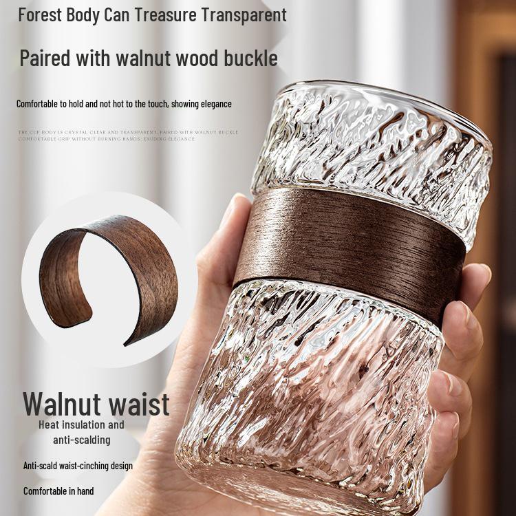 Embossed Glass Water Cup Set for Living Room, High-Temperature Resistant Teaware for Coffee or Beer