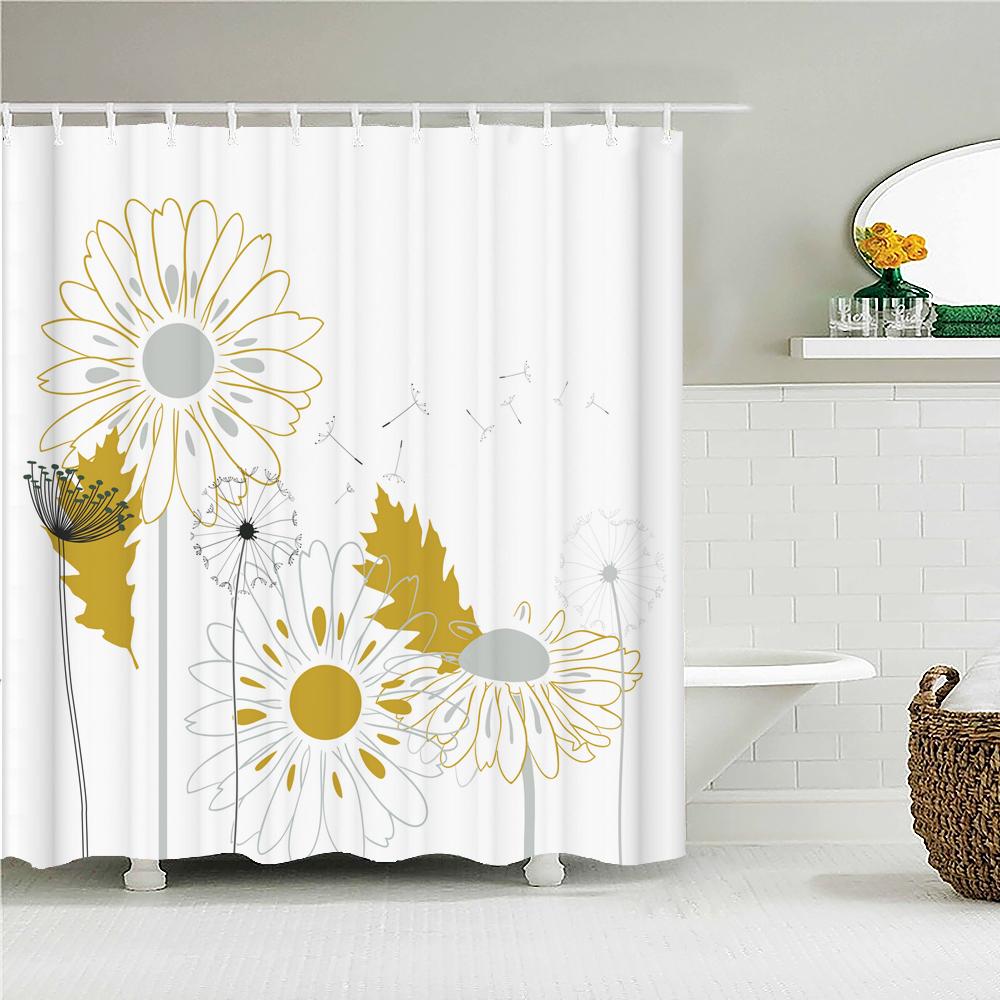 

Цветы Птицы Перо Шторы для душа Ванная комната Водонепроницаемые Занавески для ванны с 12 крючками 3D печать Полиэстеровая ткань Экран для ванны W90xH180cm