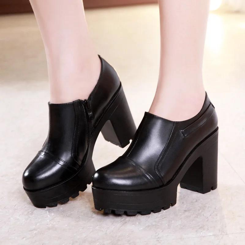 Fashion Pumps Women Single Shoes 10cm High Heels Female Thick with Waterproof Platform Autumn Sexy Super High Heel Black Women's Shoes