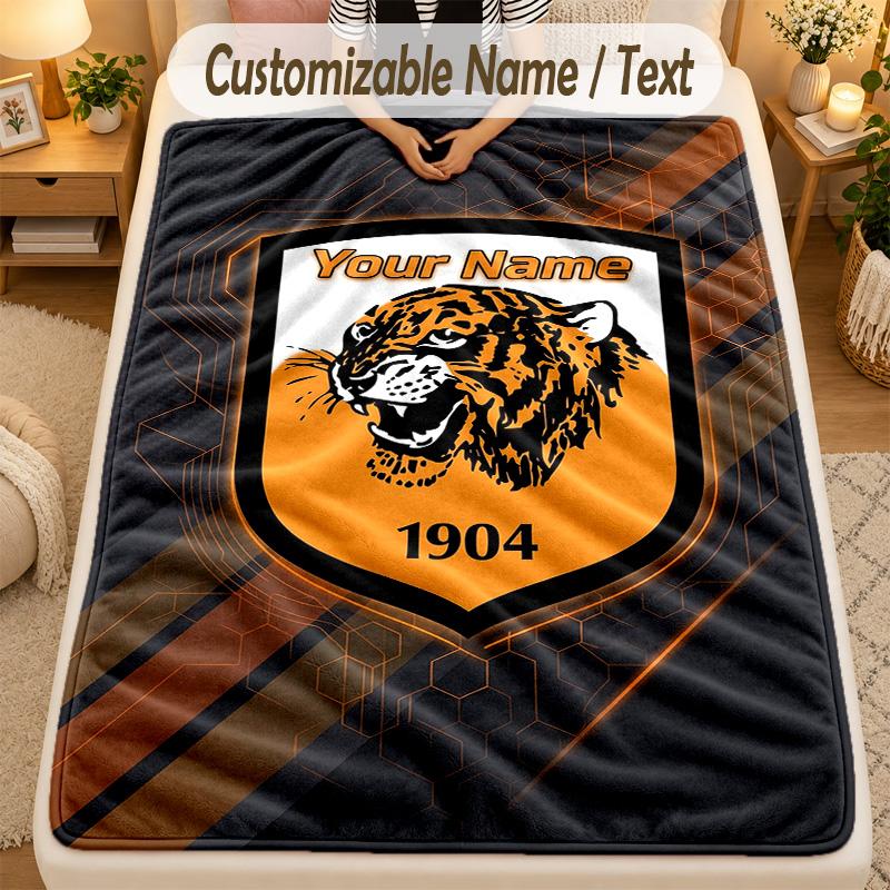 Flannel BlanketHull FC Custom Name Text Personalized Soft Warm Throw Blanket Home Decor Gift