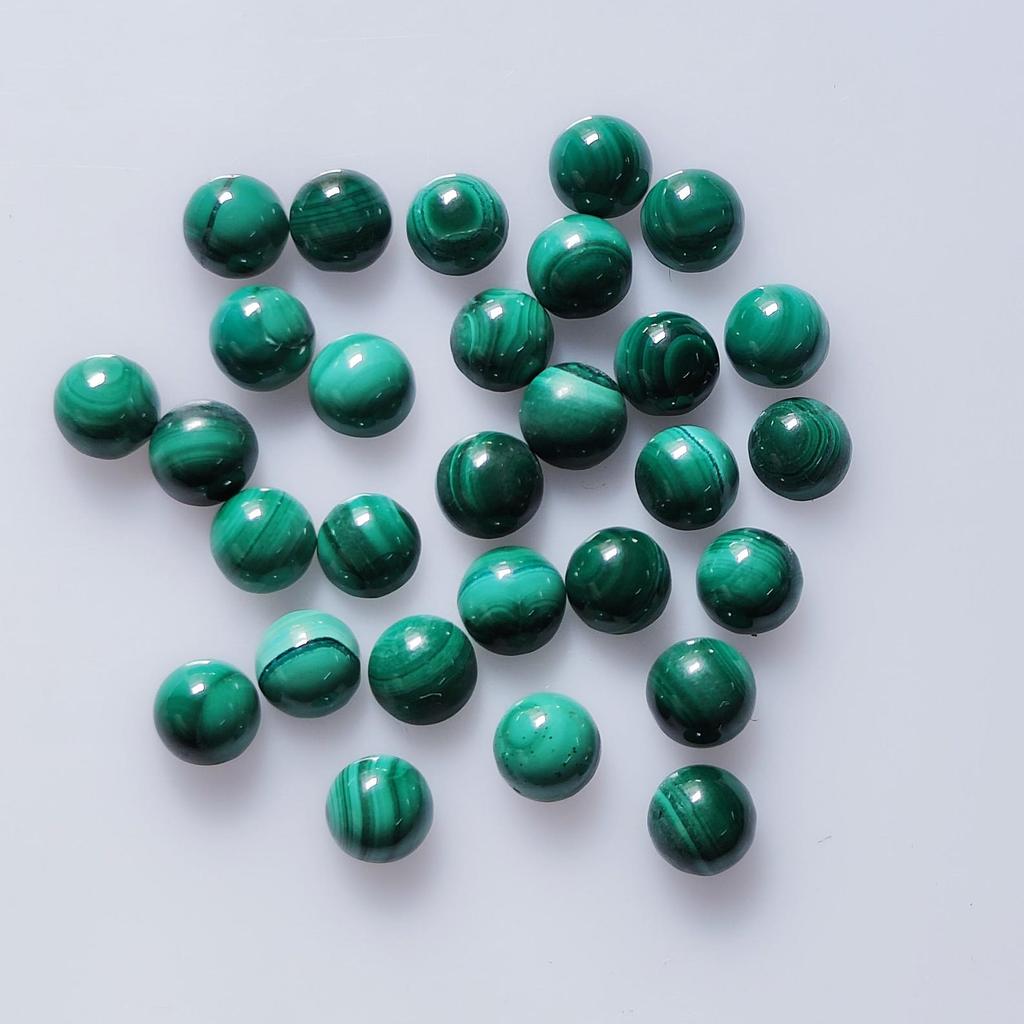 Natural Malachite Round Cabochon Lot, Green Malachite Gemstone, Round Flat Back Cabochon, Banded Green Stone for Jewelry Making, Loose Gemstone