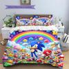 Hedgehog Sonic Patterned Pillowcase & Duvet Cover Set Anime Daily Use Bedding Bedroom Ornament Nice Fan Gift.-TING