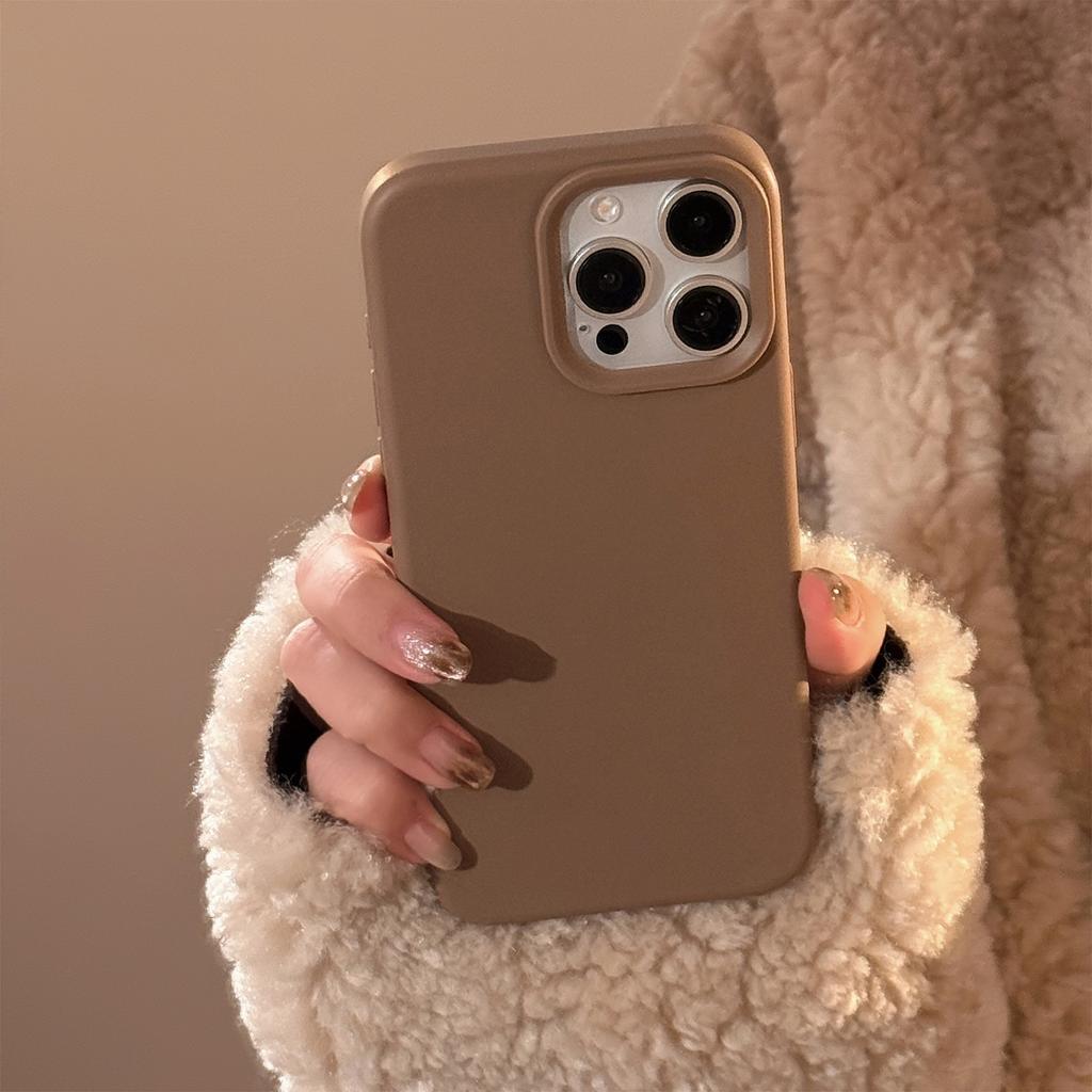 Maillard Solid Color Iphone16pro Max Suitable for 15 Apple 17 Mobile Phone Case 14 High End Simple 13 Anti fall