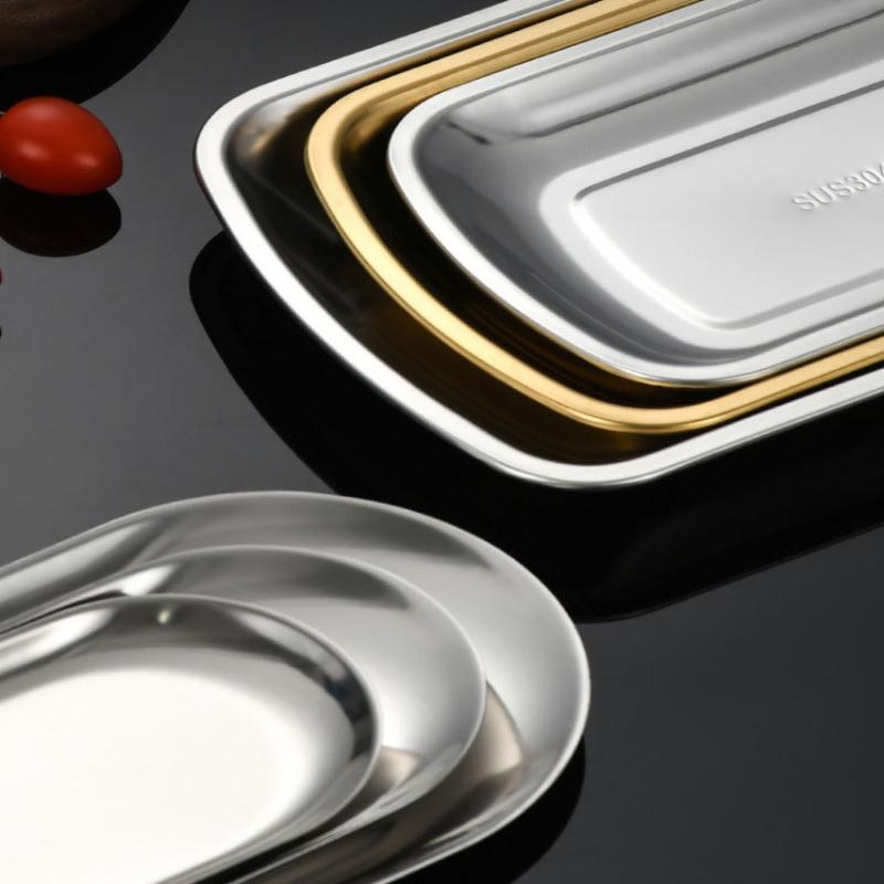 Stainless Steel Square Plate Serving Tray Easy Clean Snack Food Holder for Home Restaurant Coffee Shop