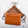 Vintage Genuine Leather Coin Purse Card Holder Mini Bag Retro Solid Color Zipper Clutch Wallet Key Holder for Men Women