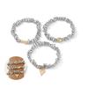 3pcs Heart Pendant Bracelets Stacked Style Irregular Beaded Bracelets for Friend Family Neighbors Gift