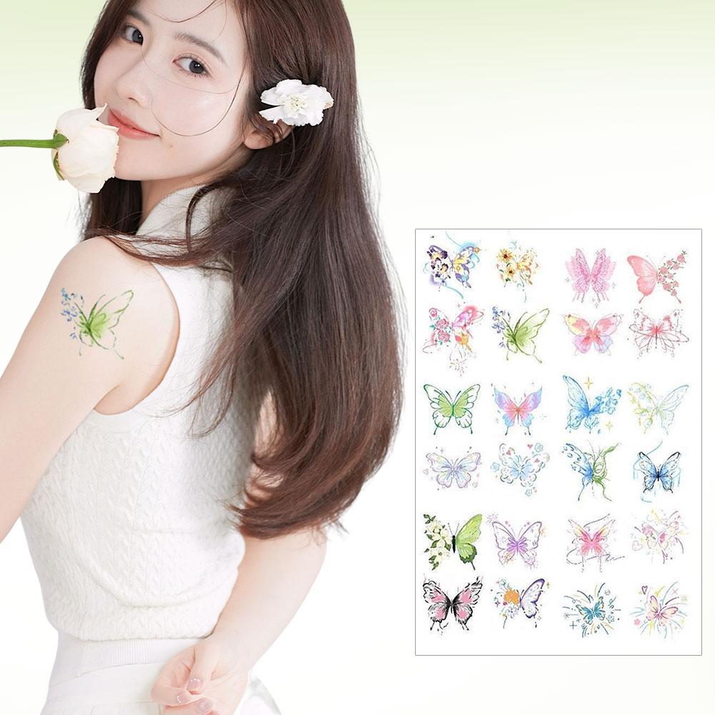 Butterfly Colorful Tattoo Sticker For Kids Womens Body Collarbone Arm Art Temporary Tattoo Waterproof Butterfly Sexy Sticker