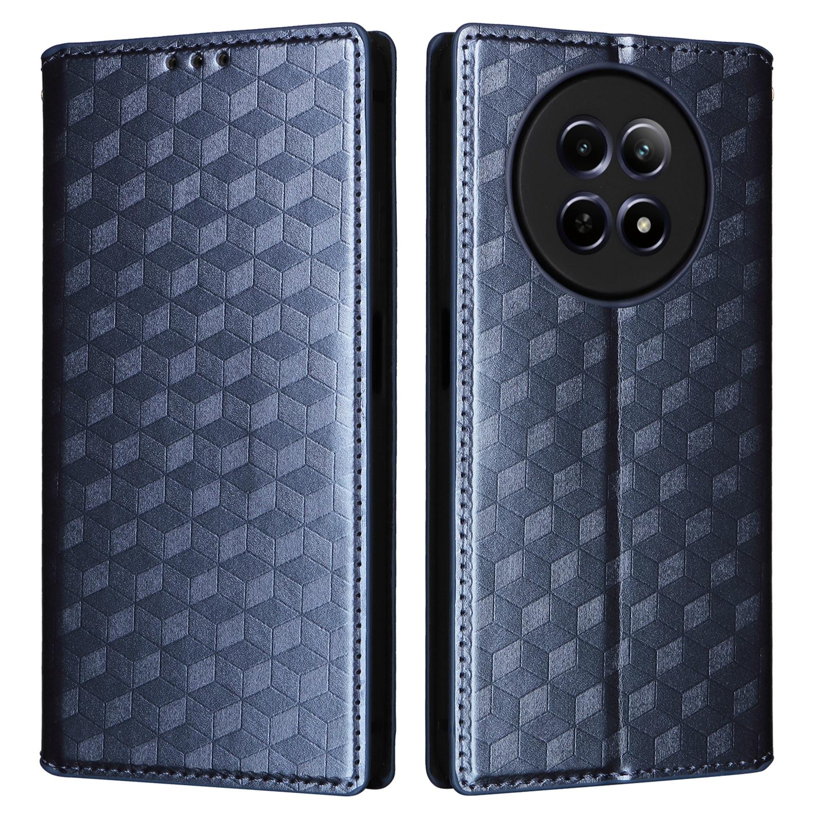 

For Realme Narzo 70x 5G/C65 5G/Narzo N65 5G/13 5G/12 5G/12x 5G Case Anti-Scratch Rhombus Imprinting Leather Phone Cover Blue