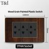 T&I Type 118 Black Retro Wood Grain Wall Plate, US Standard Electrical Outlet Cover with Switch