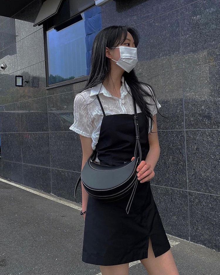 Paris Niche Design Genuine Leather Crescent Saddle Bag - Fashionable Shoulder Messenger Bag
