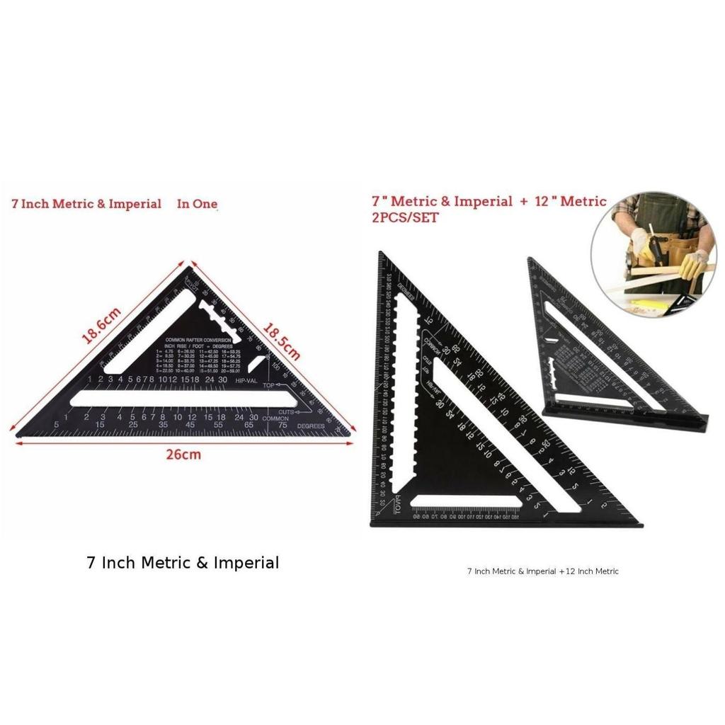 12" Aluminum Alloy Triangle Ruler Square Quick Roofing Rafter Measuring Guide 12" Aluminum Alloy Triangle Ruler Square Quick Roofing Rafter Measuring Guide