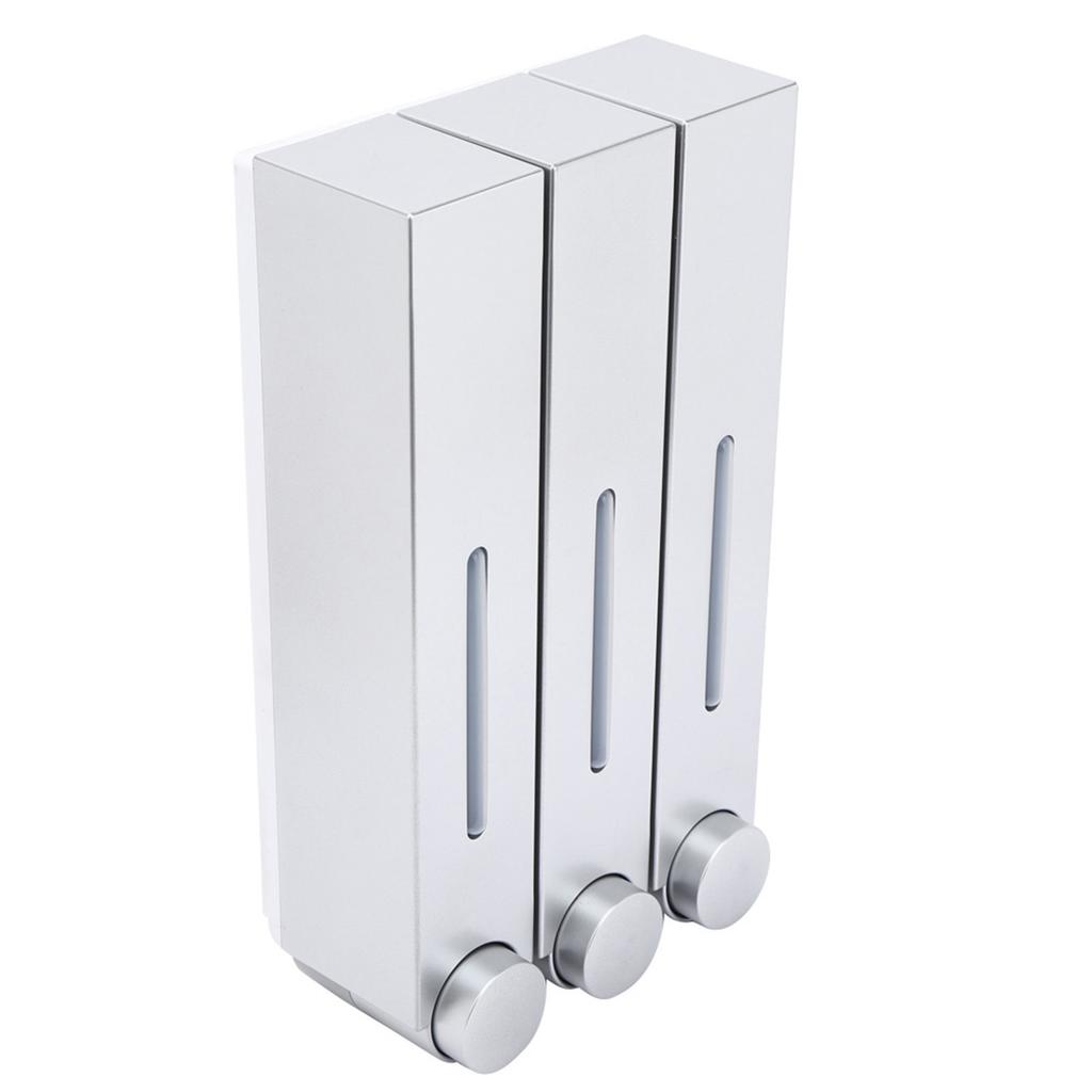 Dispenser a Muro per Sapone Liquido da Doccia Tre Erogatori per Shampoo per Bagno Hotel 6028 Argento