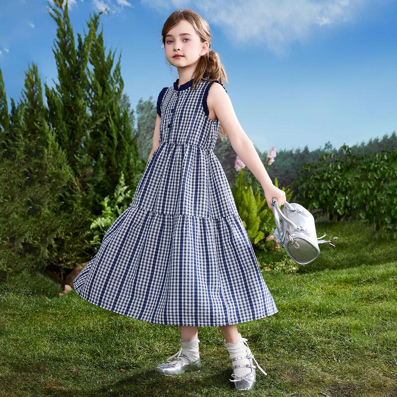 Girls' Retro Plaid Sleeveless Princess Dress