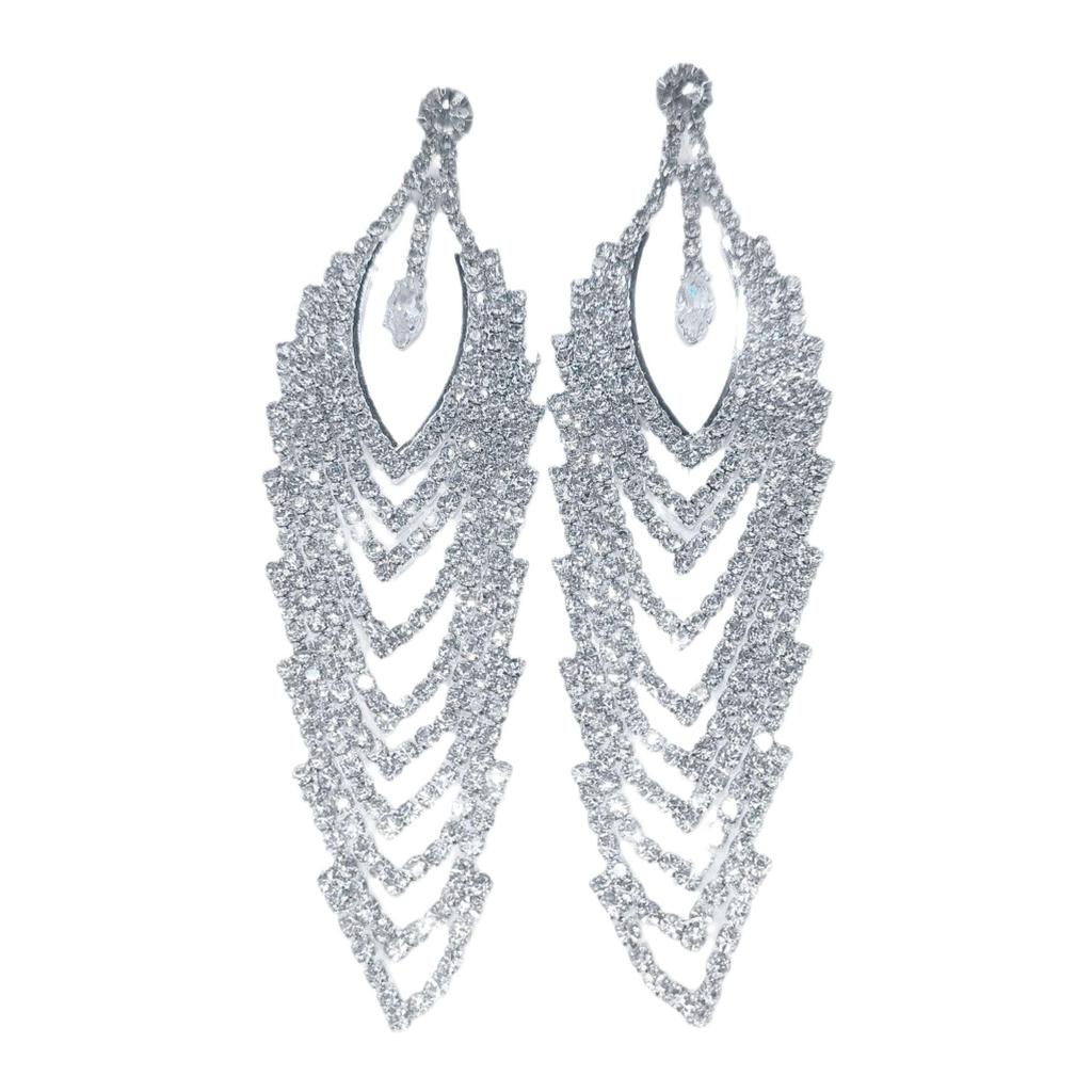 Squisiti orecchini lunghi con nappe: Elegante Design a Goccia di Diamante Europeo e Americano