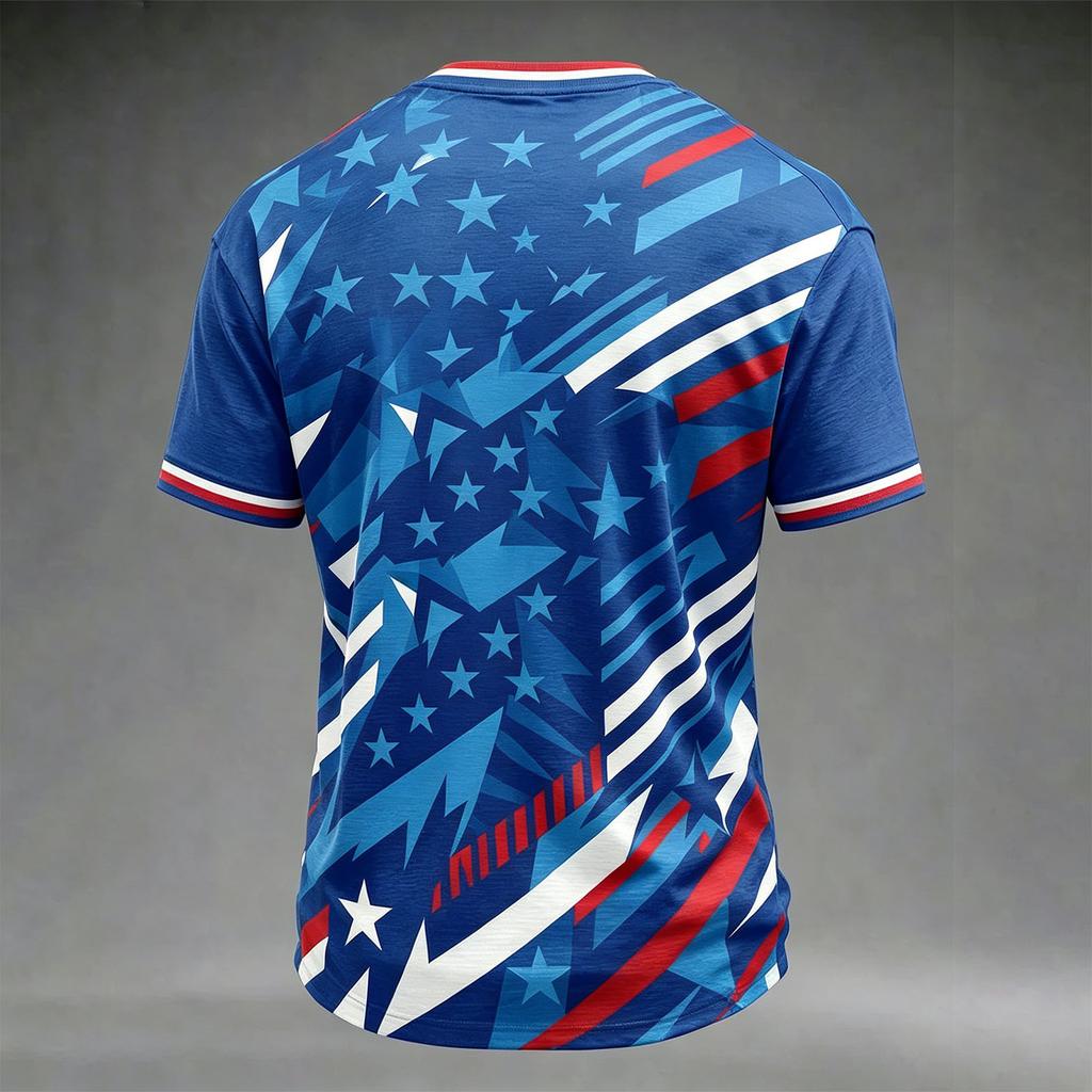 Men Casual Printed Crew Neck Lightweight Breathable Short Sleeve Top with 2026 Lettering and Graphic for Sports Events and Daily Wear
