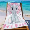 Cute Pink Bow Elephant Beach Towel Patterned Sunscreen And Windproof Suitable For Swimming Pool Camping Travel Blanket