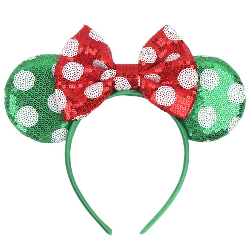 Neues Weihnachts-Mausohren-Stirnband für Mädchen Einheitsgröße Pailletten Schleife Haarband Festival Party DIY Haarschmuck Boutique