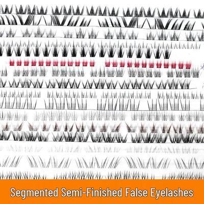 Kendin Yap Yarı Bitmiş Segmentli Uzun Şerit Kirpik - Avrupa Amerikan Tarzı, Doğal Sık, Tek Küme