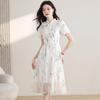 New Chinese Style Summer 2026 Women's Dress: Zen Puff Sleeve Cheongsam