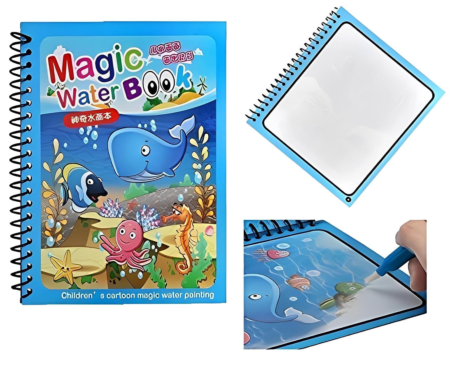 

Magic Water Quick Dry Book Coloring Books for Kids Colouring Doodle Pen Painting Children Education Drawing Pad Learning/Fun Book, Pen,Educationa