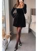  Spring Women's Elegant Velvet Dress with Diamond-Studded Square Neck