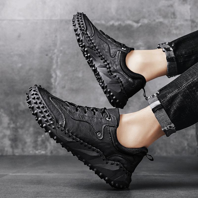 Мужские ботинки из натуральной кожи, повседневные кожаные туфли, мужские ботильоны 46 чёрный