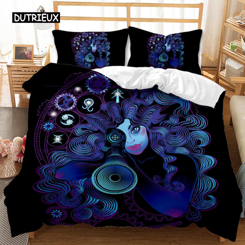 

Комплект постельного белья с изображением созвездия «Звездное небо» для детей и подростков, комплект постельного белья для двоих, двуспальный размер «Queen King Size», полиэстеровый пододеяльник EU single(135x200cm)