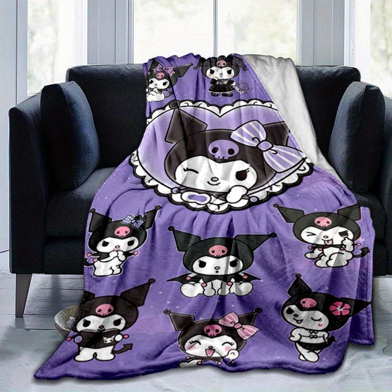 1pc. Cute Kawaii Gothic Kuromi Cat Patterned Blanket - Perfect for Home Decor, Office Use, Outdoor Activities, or as a Gift Idea!z0411294