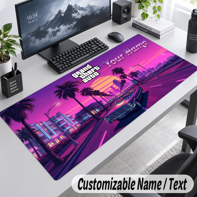 GTA Personalized Large Mouse Pad Custom Name Text Extended Desk Mat Gaming Mousepad